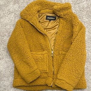 Madden Girl Yellow Teddy Jacket Plush Oversized Style